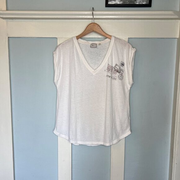 9-H15 STCL Off White V-Neck Postage Sleeveless Top - Picture 1 of 6